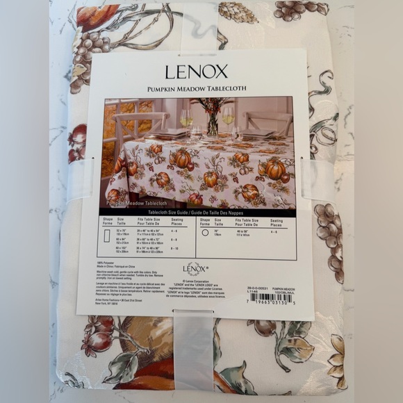 Lenox Pumpkin Meadow Thanksgiving Tablecloth 60x102 Fall Autumn Decor Rectangle - Picture 2 of 2